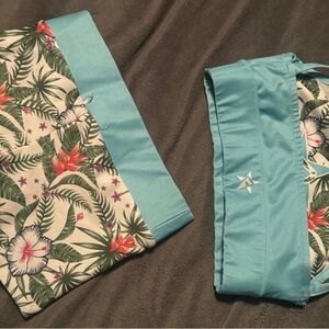 Kids Tropical Print Swim Set with Light Blue Accents